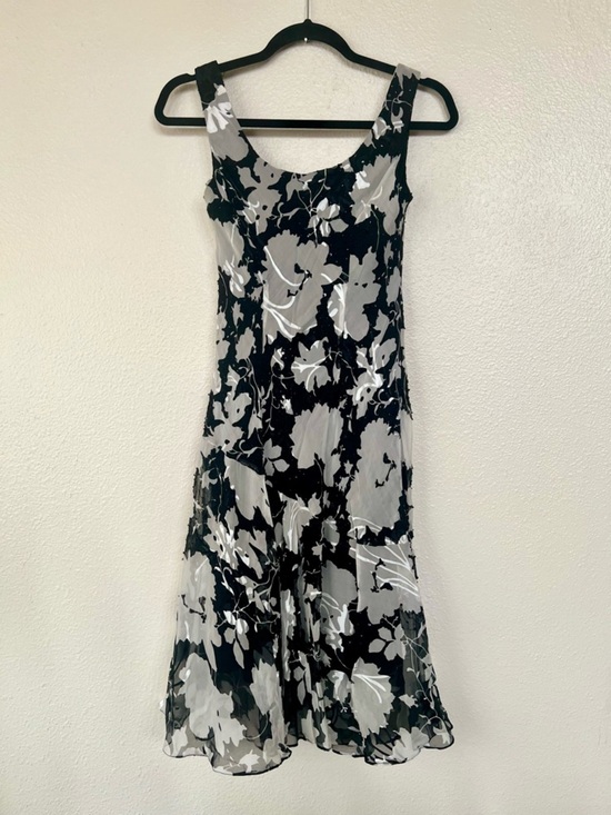 Dresses & Skirts - Y2K Whimsical Black and White Overlay Midi Beaded Sheer Floral Slip Dress